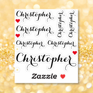 Pegatina Elegante Nombre de guión negro Personalizado de Of