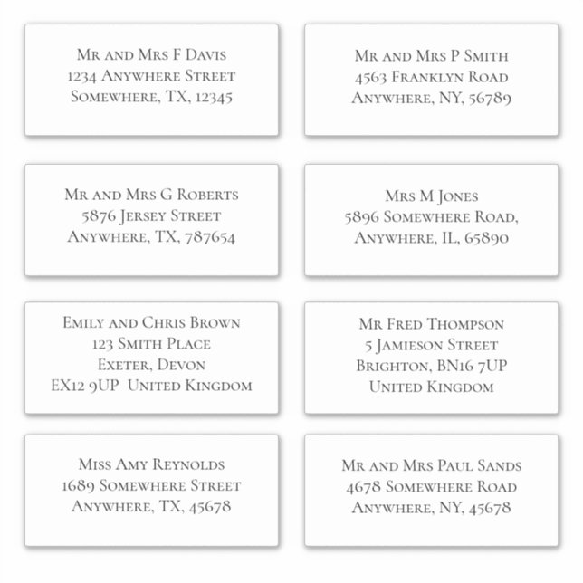 Pegatina Elegante nombre de invitado individual y envío de  (Anverso)