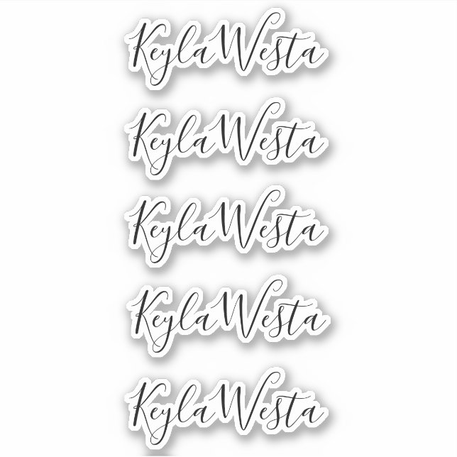 Pegatina Elegante nombre personalizado manuscrito (Anverso)