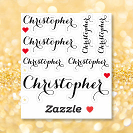 Pegatina Elegante Nombro de guión negro Elegante Personaliz