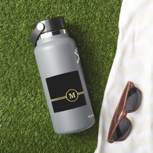 Pegatina Elegante oro Monograma personalizado sobre negro