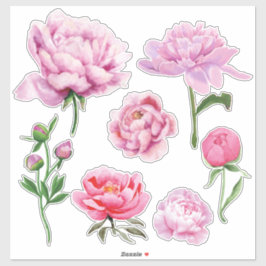 Pegatina Elegante Peonía Rosa
