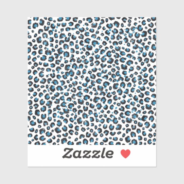 Pegatina Elegante Purpurina azul Leopardo negro impresión a (Hoja)