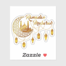 Elegante Ramadan Mubarak dorado Mezquita y Lintern