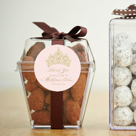 Pegatina elegante Rosa Mis Quince Anos Gold Tiara