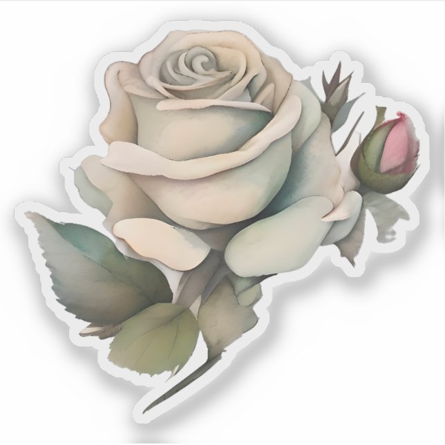 Pegatina Elegante Rosa Vintage (Anverso)
