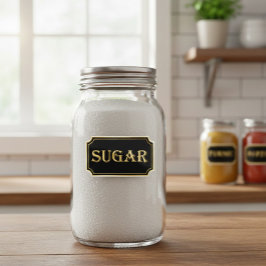 Pegatina Elegante rótulo de destilador negro y dorado