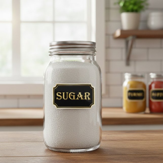 Pegatina Elegante rótulo de destilador negro y dorado (Subido por el creador)