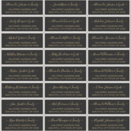 Pegatina Elegante Script Black Gold Dirección de invitado B