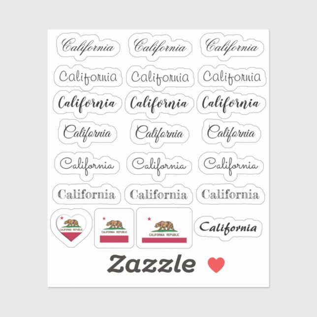 Pegatina Elegante script California & Flag USA /name Set (Hoja)