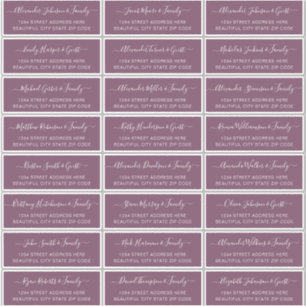 Pegatina Elegante Script Dusty Mauve Boda dirección de invi