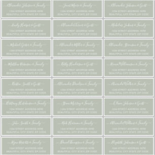 Pegatina Elegante Script Sage Green Boda dirección de invit