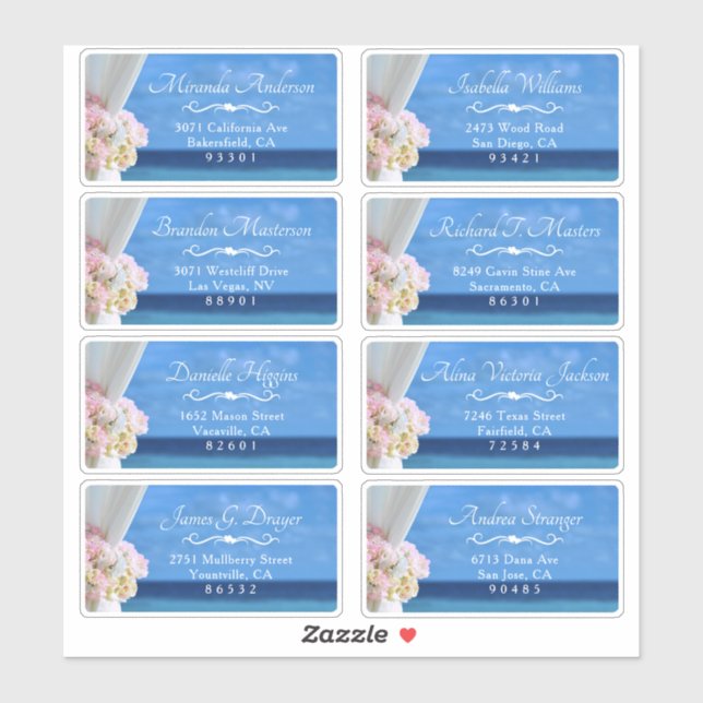 Pegatina Elegante sello de envío de veraneo Floral Beach (Hoja)