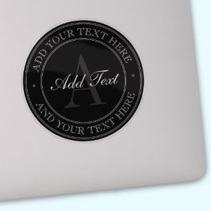 Pegatina Elegante texto editable en gris negro transparente