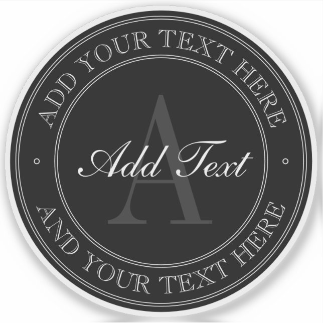 Pegatina Elegante texto editable en gris negro transparente (Anverso)
