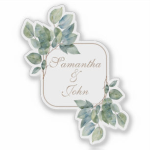 Pegatina Elegante vegetación de color de agua botánica euca