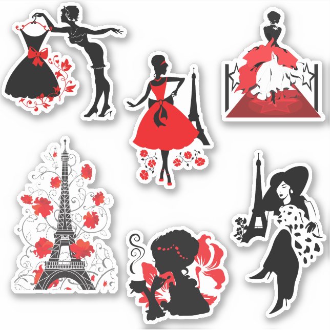 Pegatina Elegante y bello estilo de las siluetas de moda (Anverso)