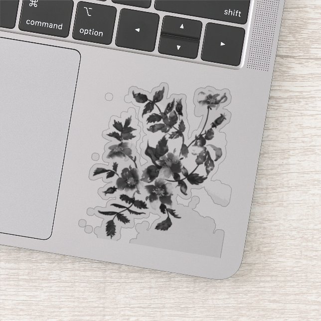 Pegatina Elegantes flores silvestres minimalistas blancas n (Detalle)