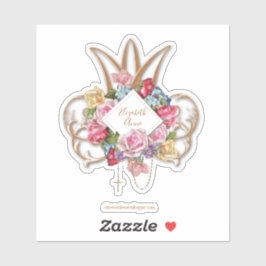 Pegatina Elegantes Rosas Monograma sagrado Rosario Marian