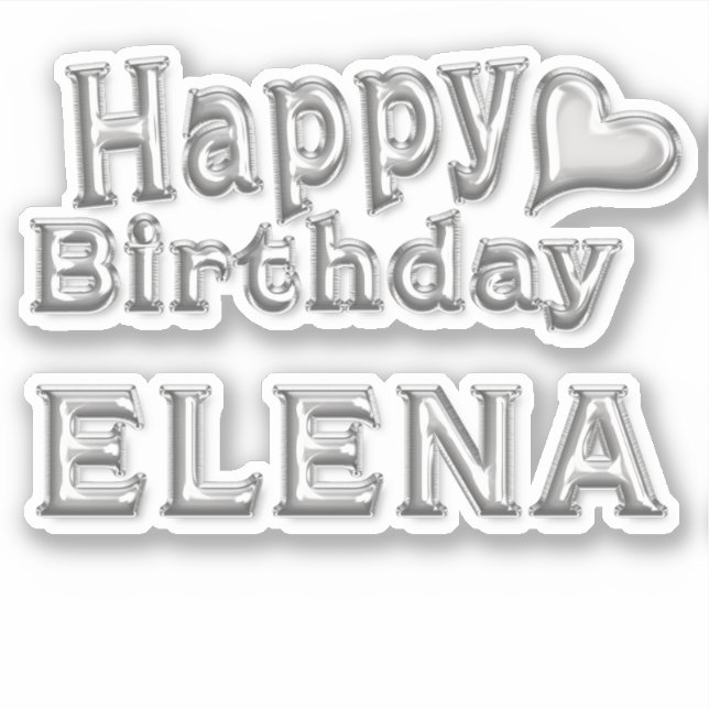 Pegatina Elena Happy Birthday silver Aufkleber Sticker (Anverso)