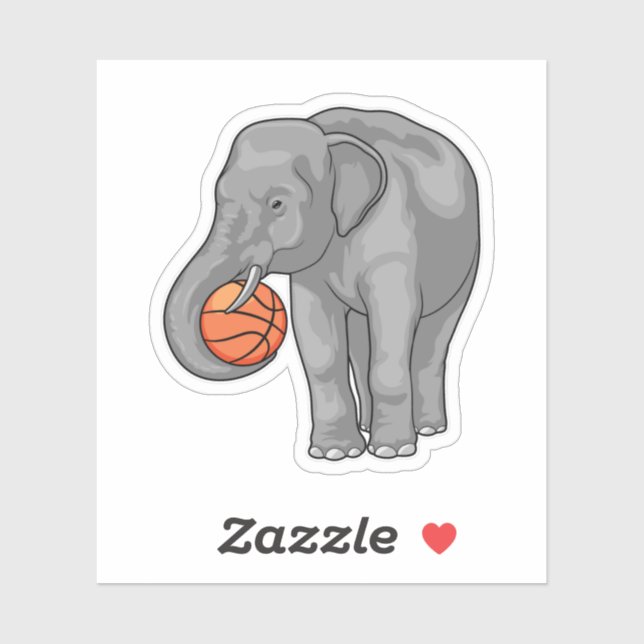 Pegatina Elephant Baloncesto (Hoja)