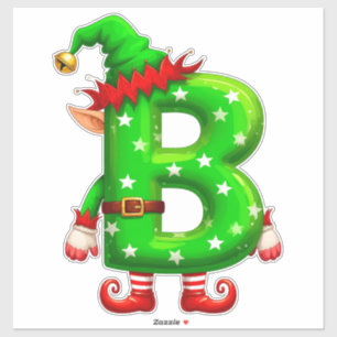 Pegatina Elfo de Navidad Letra B Personaje de Dibujos Anima