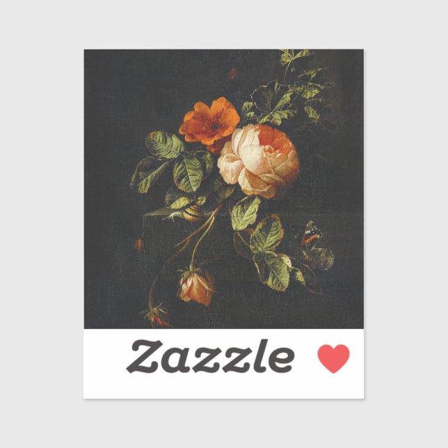 Pegatina Elias van den Broeck, Vida fija con Rosas (Hoja)