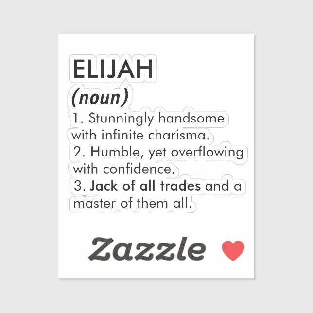 Pegatina Elijah name, Editable name, Custom name (Hoja)