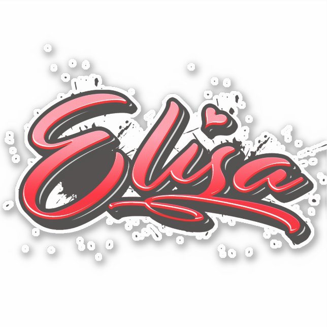 Pegatina Elisa red Heart Graffiti Aufkleber Sticker (Anverso)