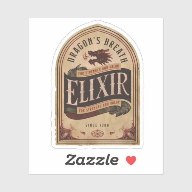 Pegatina Elixir de Aliento de Dragón de Halloween Poción Má (Hoja)