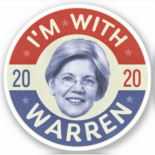 Pegatina Elizabeth Warren Presidente 2020 Demócrata Pic Ret (Anverso)