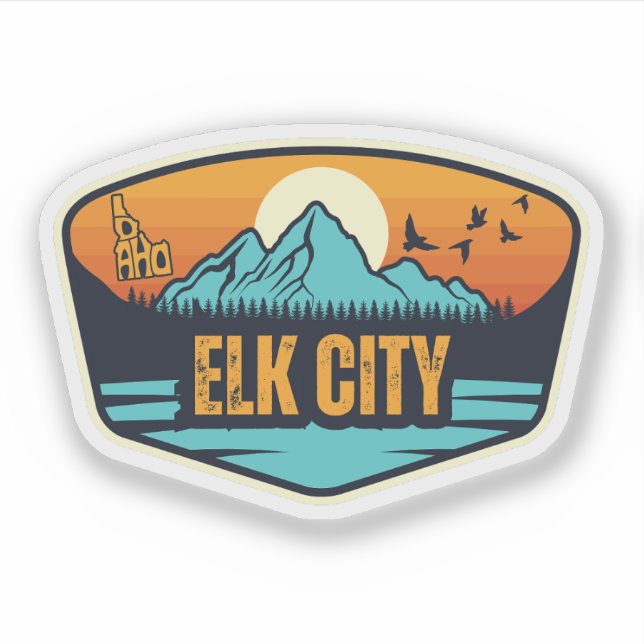Pegatina Elk City, Idaho (Anverso)