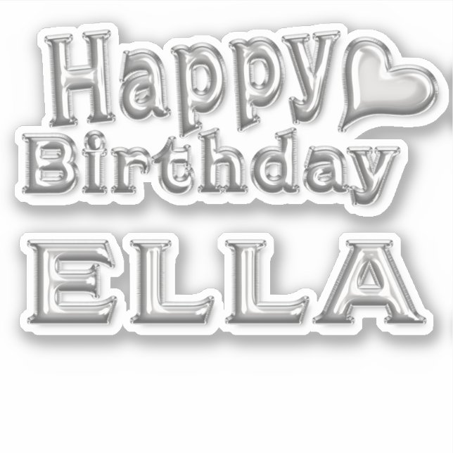 Pegatina Ella Happy Birthday silver Aufkleber Sticker (Anverso)