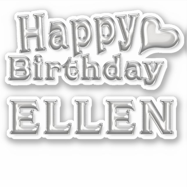 Pegatina Ellen Happy Birthday silver Aufkleber Sticker (Anverso)