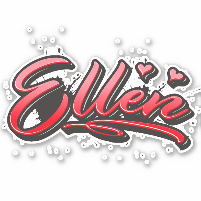 Pegatina Ellen red Heart Graffiti Aufkleber Sticker (Anverso)