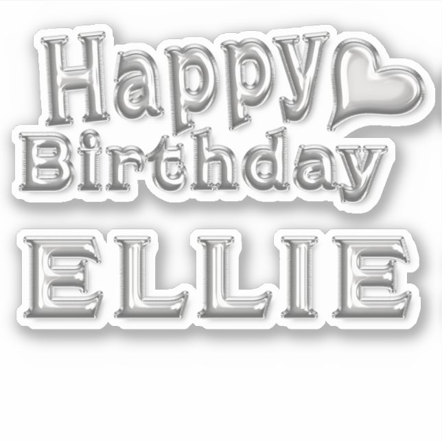 Pegatina Ellie Happy Birthday silver Aufkleber Sticker (Anverso)