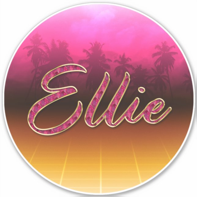 Pegatina Ellie Vorname Name golden pink Aufkleber Sticker (Anverso)