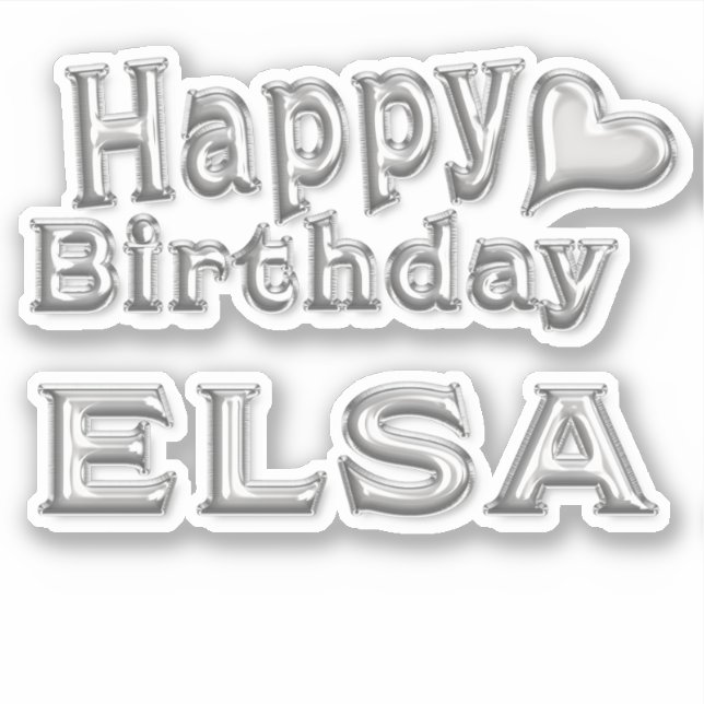 Pegatina Elsa Happy Birthday silver Aufkleber Sticker (Anverso)