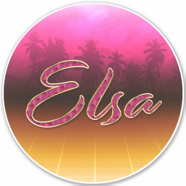 Pegatina Elsa Vorname Name golden pink Aufkleber Sticker (Anverso)