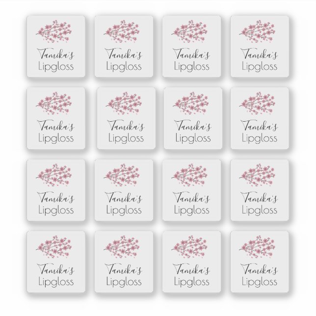 Pegatina Embalaje de brillo labial  Logo Flor de cerezo (Anverso)