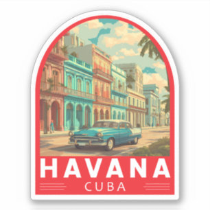 Pegatina emblema de arte de viaje a La Habana Cuba