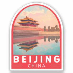 Pegatina Emblema de arte de viaje de China Pekín