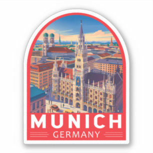 Pegatina emblema de arte de viaje de Múnich Alemania
