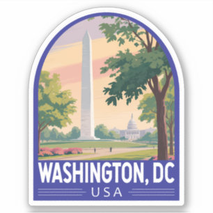 Pegatina Emblema de arte de viaje de Washington DC
