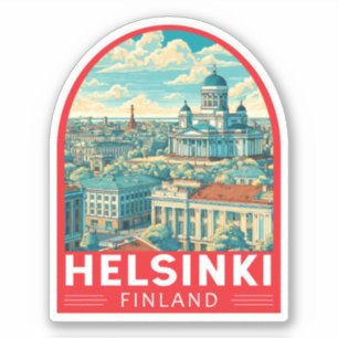 Pegatina Emblema de arte de viaje Helsinki Finlandia