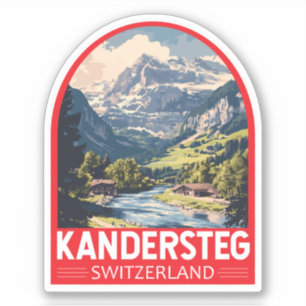 Pegatina Emblema de arte de viajes de Kandersteg Suiza