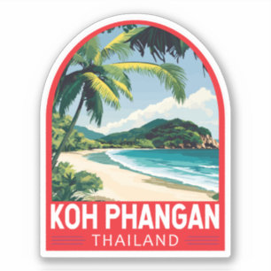 Pegatina Emblema de arte de viajes de Koh Phangan Tailandia