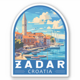 Pegatina Emblema de arte de viajes de Zadar Croatia