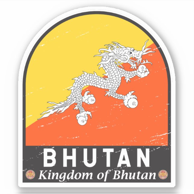 Pegatina Emblema de bandera butanesa con mal sabor (Anverso)