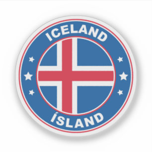 Pegatina Emblema de círculo de bandera de Islandia